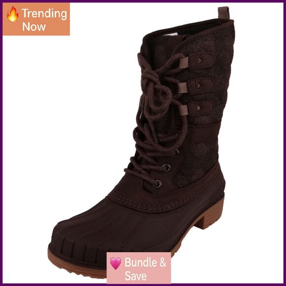 Women's Winter Boots Waterproof Leather Quilted Snow Boots Size 7